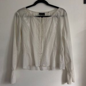 DKNY Jeans White vintage long sleeve top with lace detailing